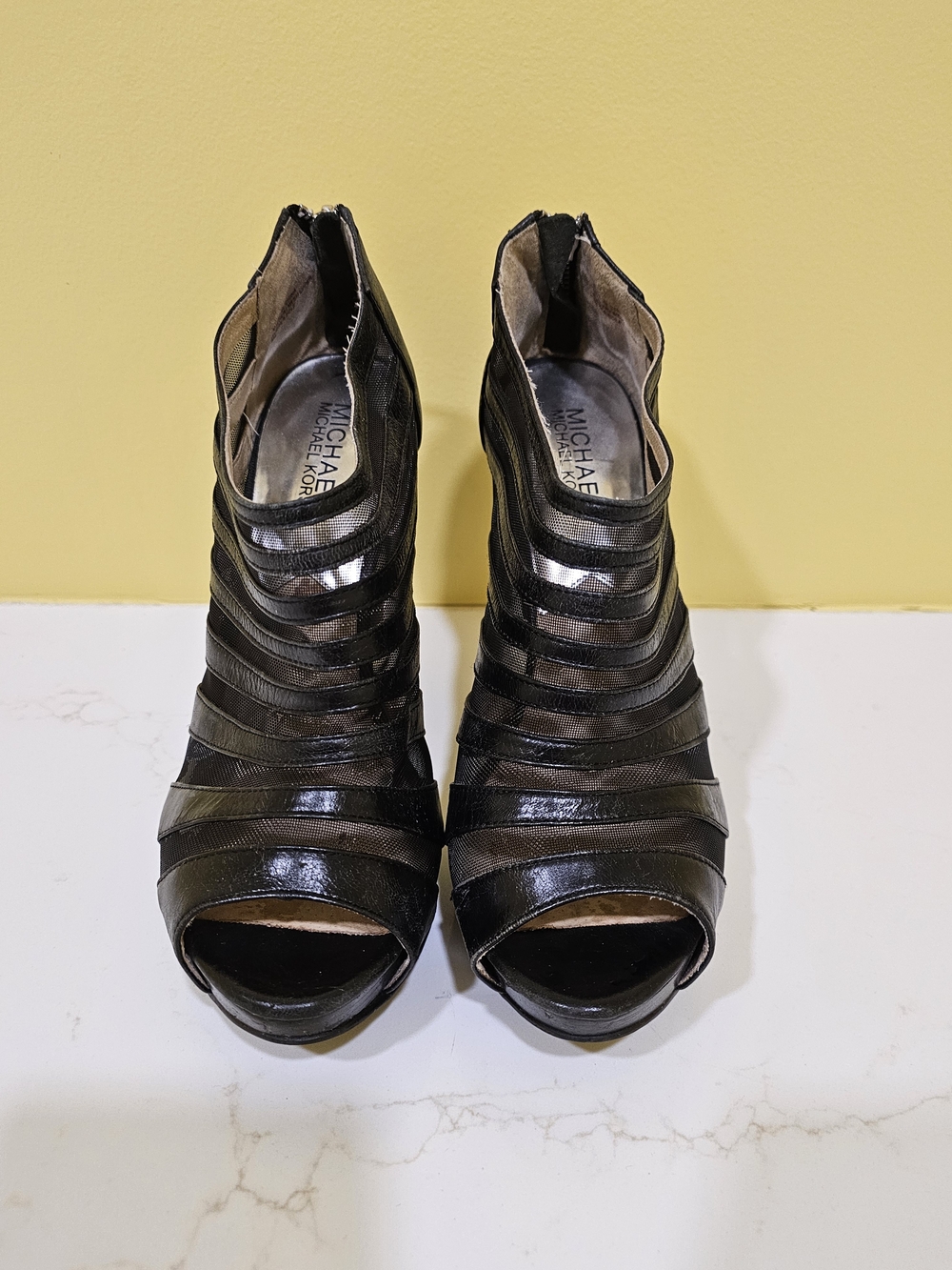 MICHAEL Michael Kors Black Strappy Peep-Toe Booties